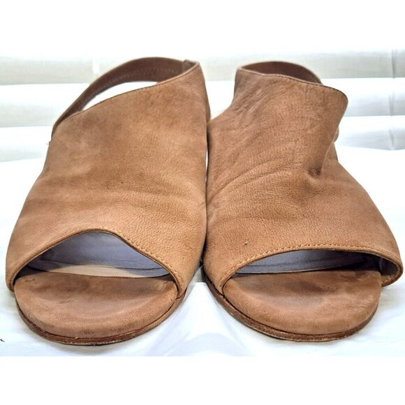 Eileen Fisher Women's Leigh 10 Tan Suede Sling Back Bootie Block Heels - Picture 5 of 9